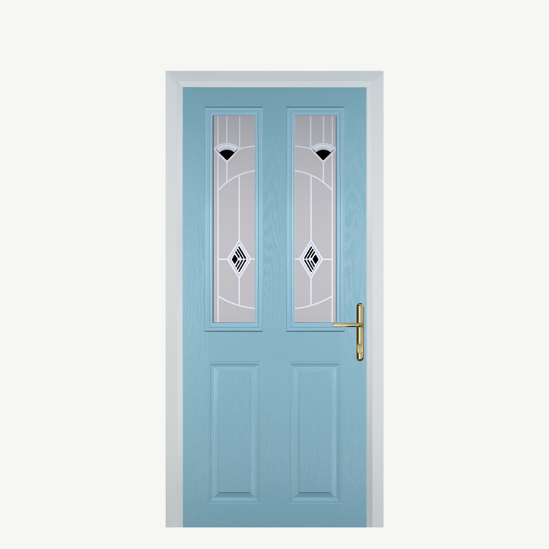 Door C 2 Panel 2 Square Duck Egg Blue Murano Black image 0