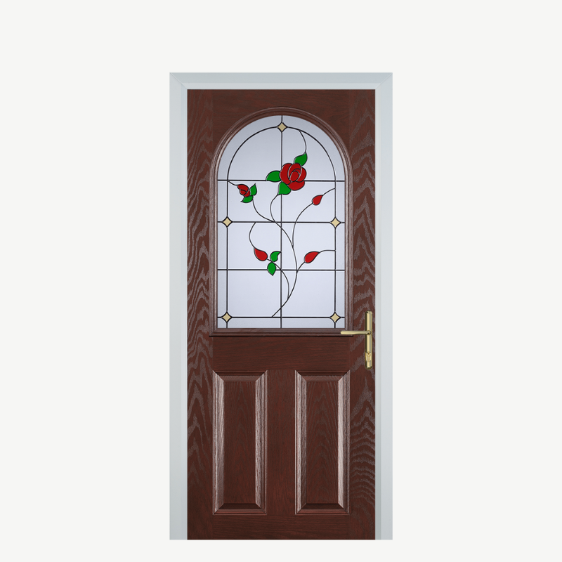Door E 2 Panel 1 Arch Dark Wood English Rose image 0