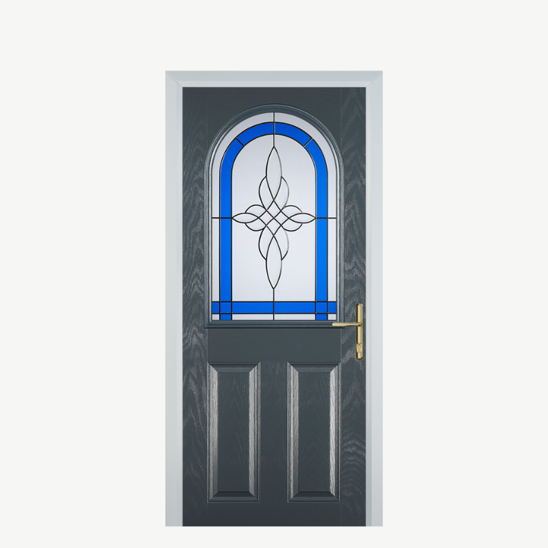 Door E 2 Panel 1 Arch Grey Crystal Harmony Blue image 0