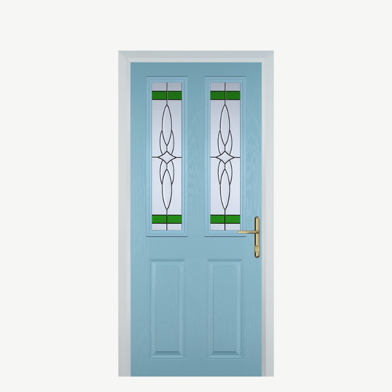 Door C 2 Panel 2 Square Duck Egg Blue Crystal Harmony Green image 0