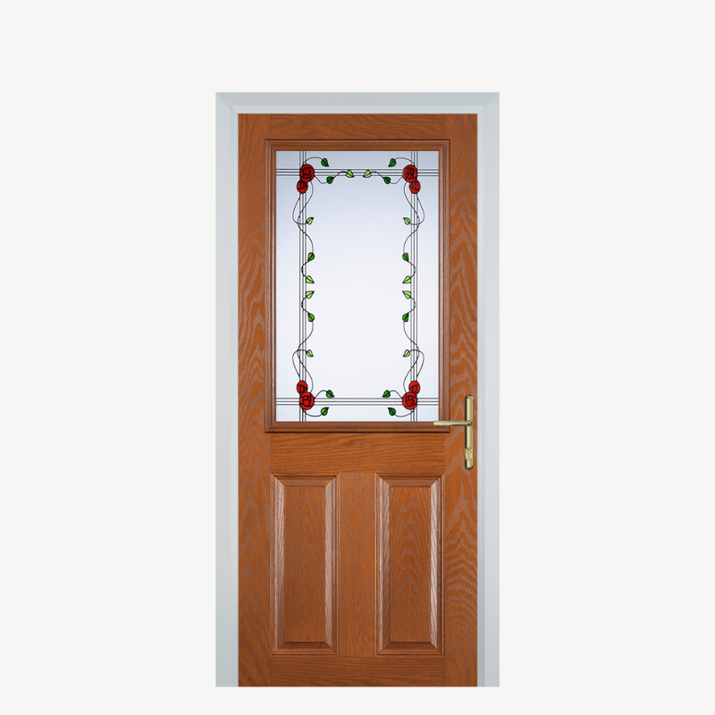 Door F 2 Panel 1 Square Oak Mackintosh Rose image 0