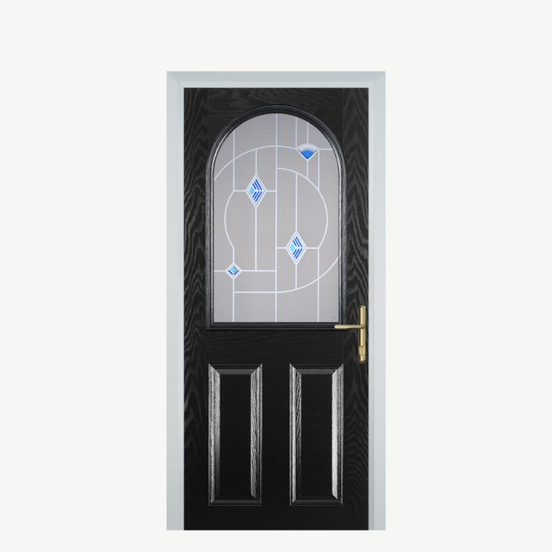 Door E 2 Panel 1 Arch Black Murano Blue image 0