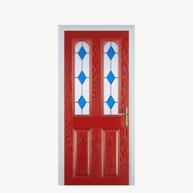 Door A 2 Panel 2 Arch Red 3 Drop Diamond Blue image 0