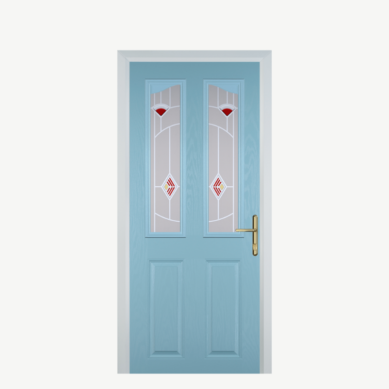 Door B 2 Panel 2 Angle Duck Egg Blue Murano Red image 0