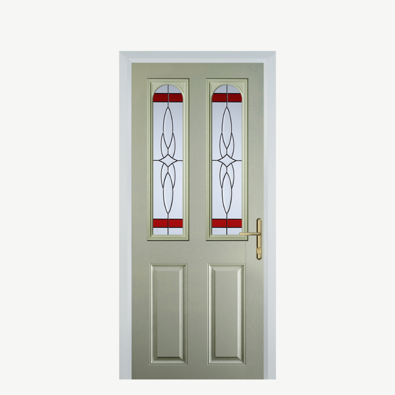 Door A 2 Panel 2 Arch Pebble Grey Crystal Harmony Red image 0