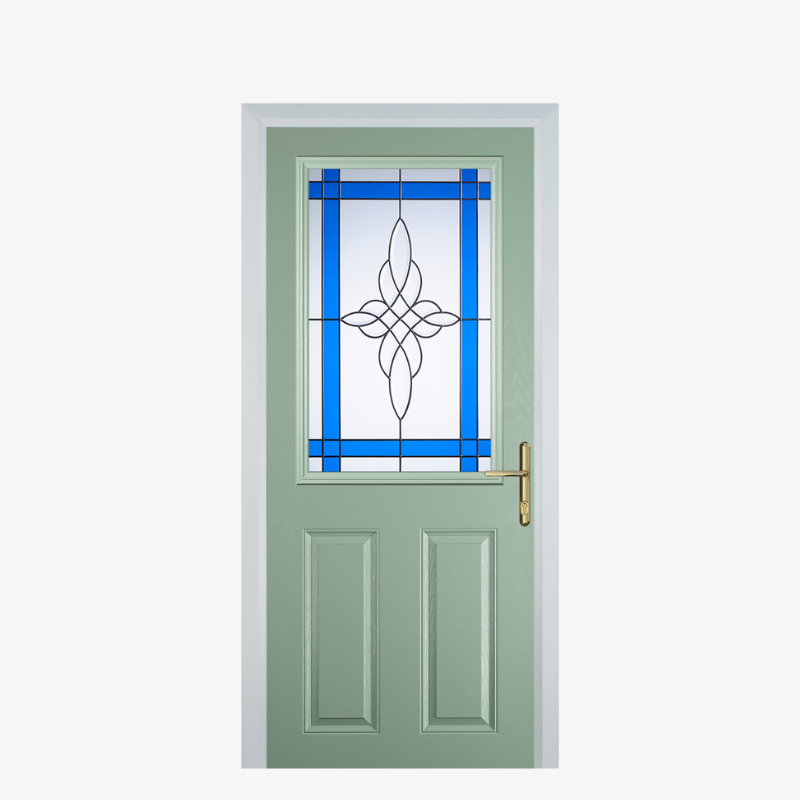 Door F 2 Panel 1 Square Chartwell Green Crystal Harmony Blue image 0