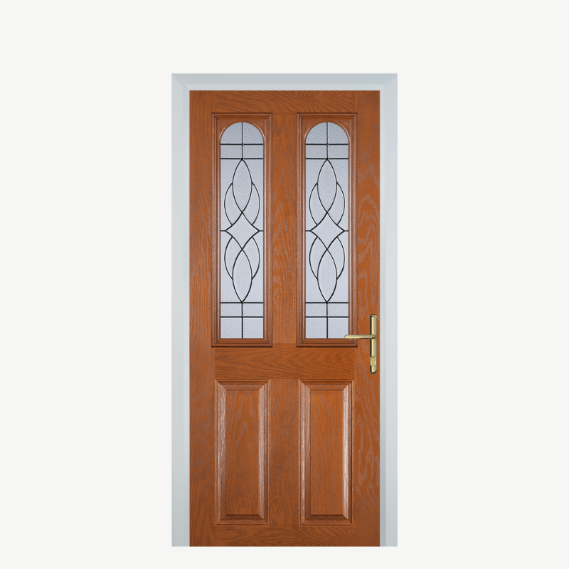 Door A 2 Panel 2 Arch Oak Zinc Art Elegance image 0