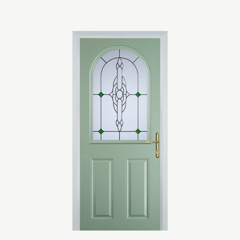 Door E 2 Panel 1 Arch Chartwell Green Crystal Bohemia Green image 0