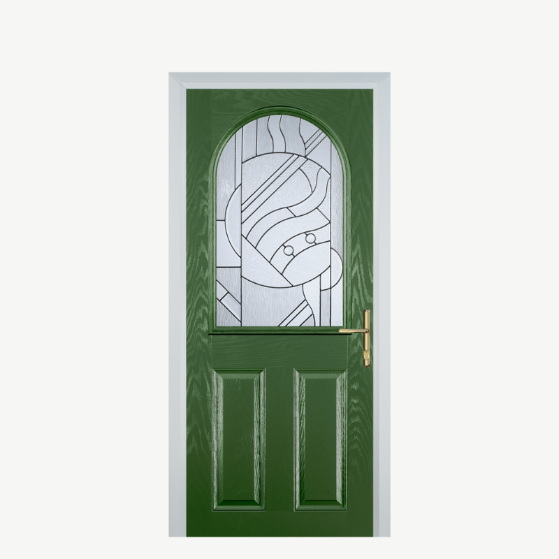 Door E 2 Panel 1 Arch Fern Green Zinc Art Abstract image 0
