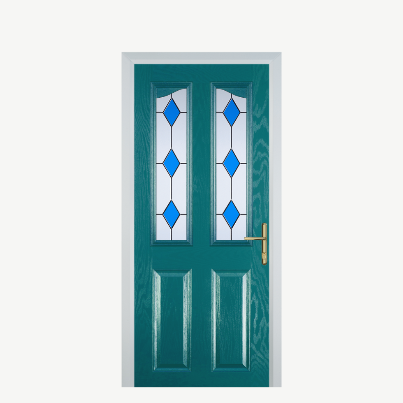 Door B 2 Panel 2 Angle Turquoise Blue 3 Drop Diamond Blue image 0