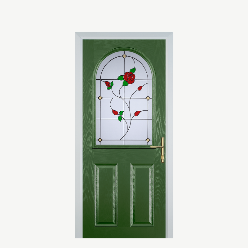 Door E 2 Panel 1 Arch Fern Green English Rose image 0