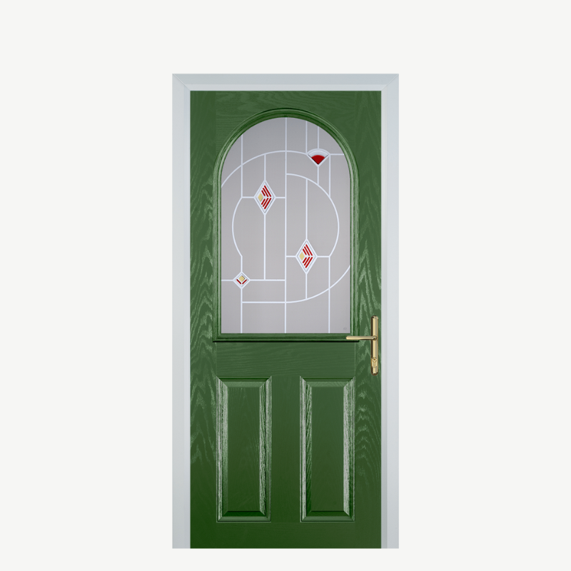 Door E 2 Panel 1 Arch Fern Green Murano Red image 0