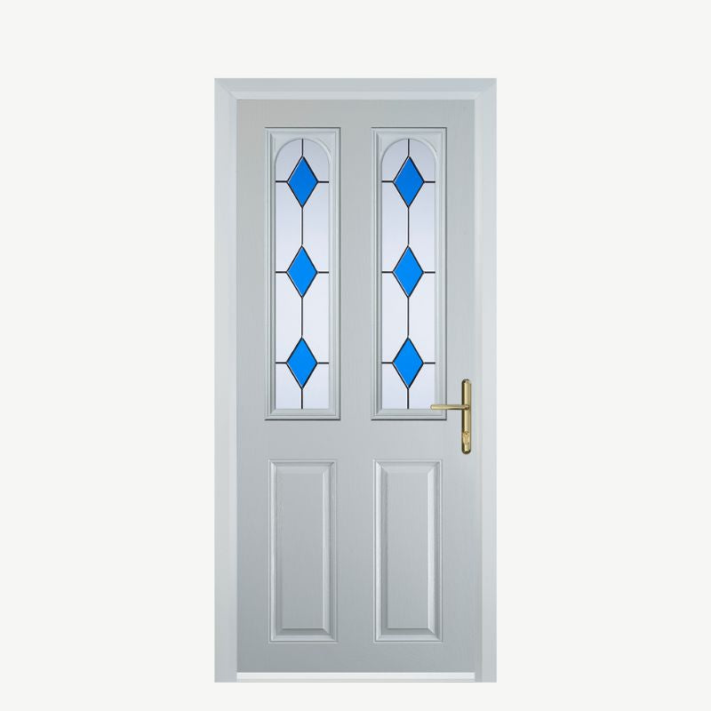Door A 2 Panel 2 Arch White 3 Drop Diamond Blue image 0