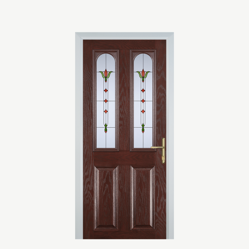Door A 2 Panel 2 Arch Dark Wood Fleur image 0