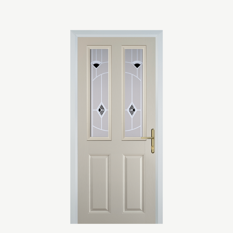 Door C 2 Panel 2 Square Cream Murano Black image 0