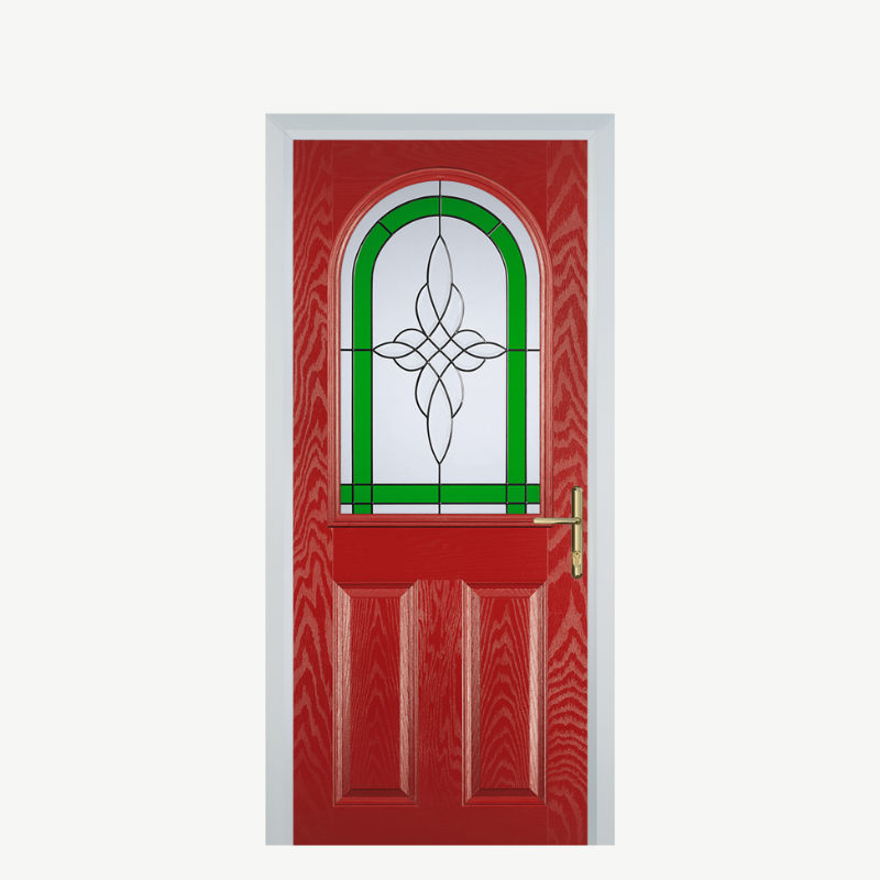 Door E 2 Panel 1 Arch Red Crystal Harmony Green image 0