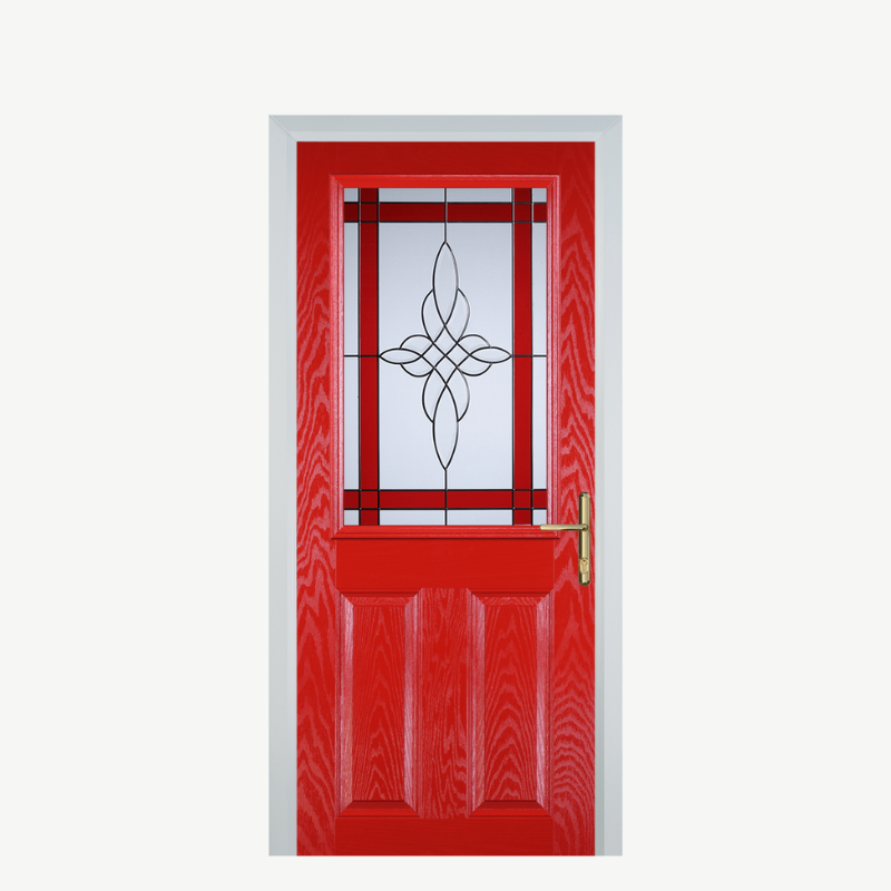 Door F 2 Panel 1 Square Poppy Red (High Gloss) Crystal Harmony Red image 0