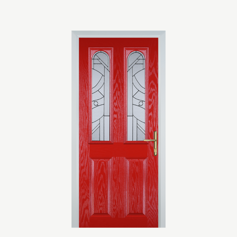 Door A 2 Panel 2 Arch Poppy Red (High Gloss) Zinc Art Abstract image 0