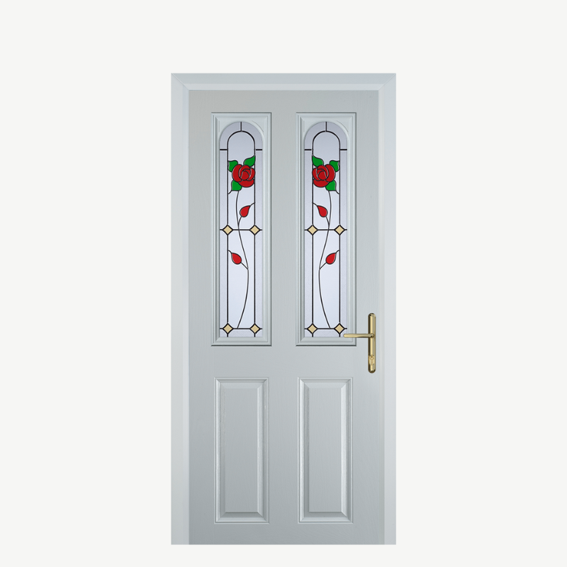 Door A 2 Panel 2 Arch White English Rose image 0