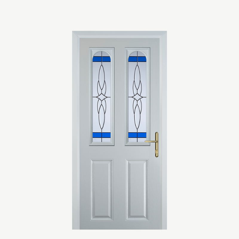 Door A 2 Panel 2 Arch White Crystal Harmony Blue image 0