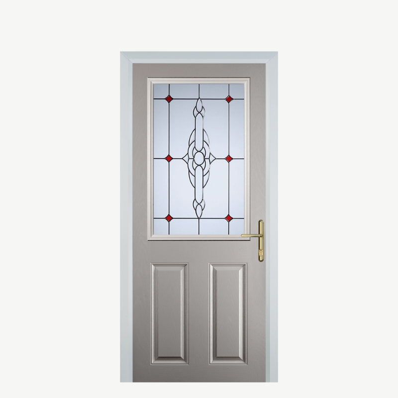 Door F 2 Panel 1 Square Agate Grey Crystal Bohemia Red image 0
