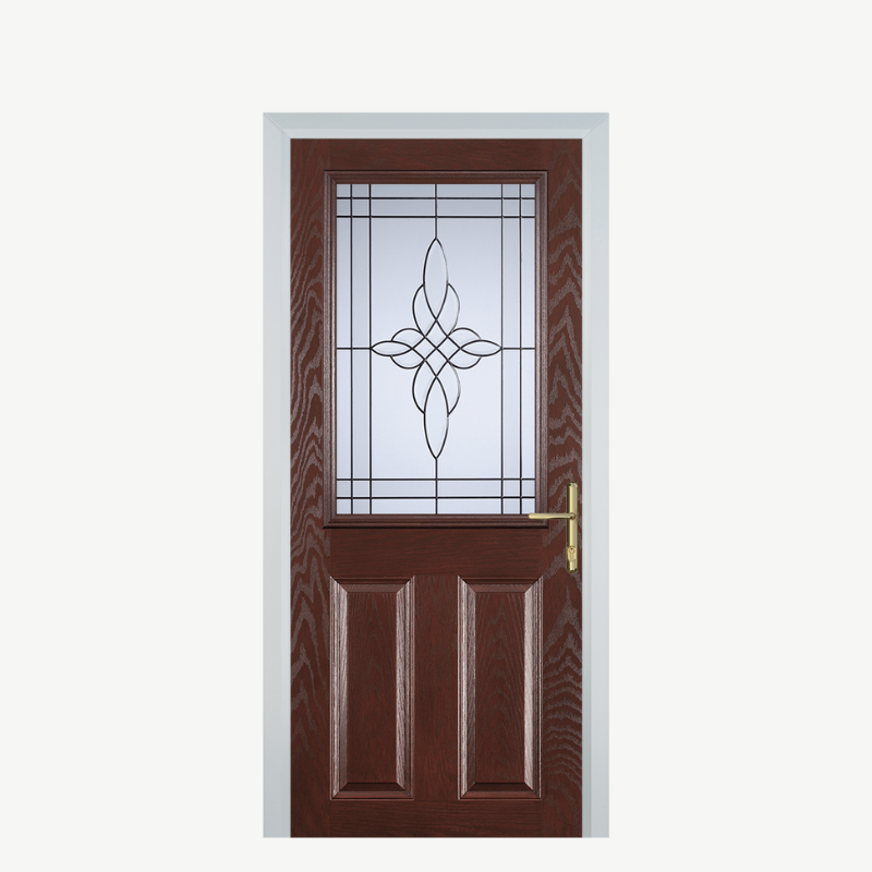 Door F 2 Panel 1 Square Dark Wood Crystal Harmony Frost image 0