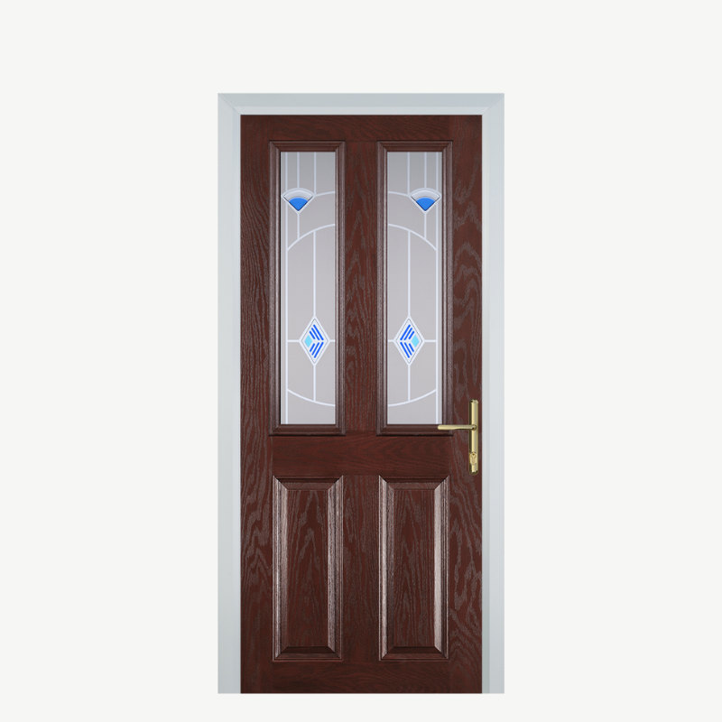 Door C 2 Panel 2 Square Dark Wood Murano Blue image 0