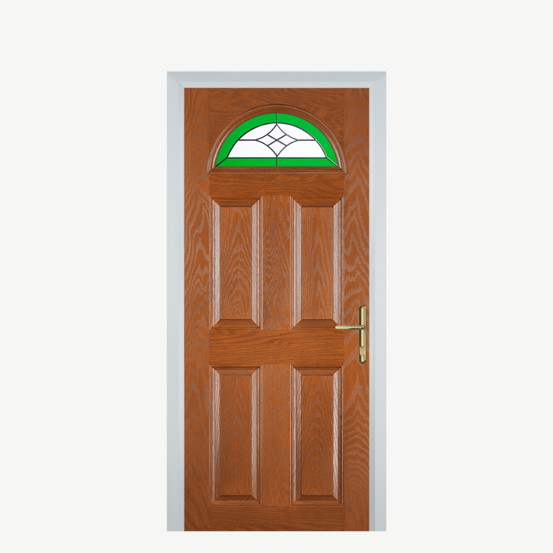 Door D 4 Panel 1 Arch Oak Crystal Harmony Green image 0