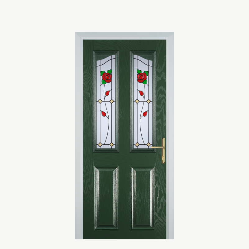 Door B 2 Panel 2 Angle Green English Rose image 0