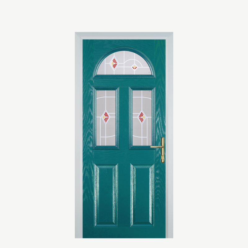 Door G 2 Panel 1 Arch Turquoise Blue Murano Red image 0