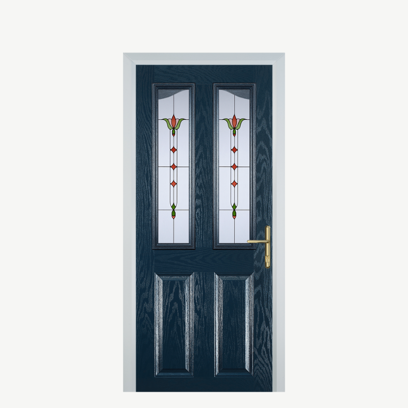 Door B 2 Panel 2 Angle Blue Fleur image 0