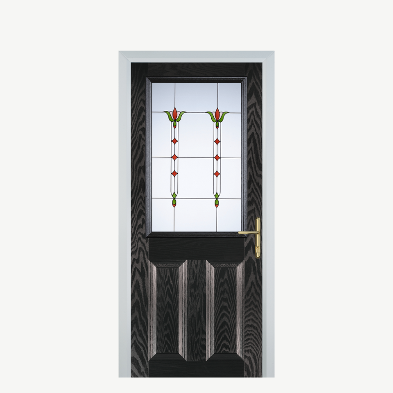 Door F 2 Panel 1 Square Black Brown Fleur image 0
