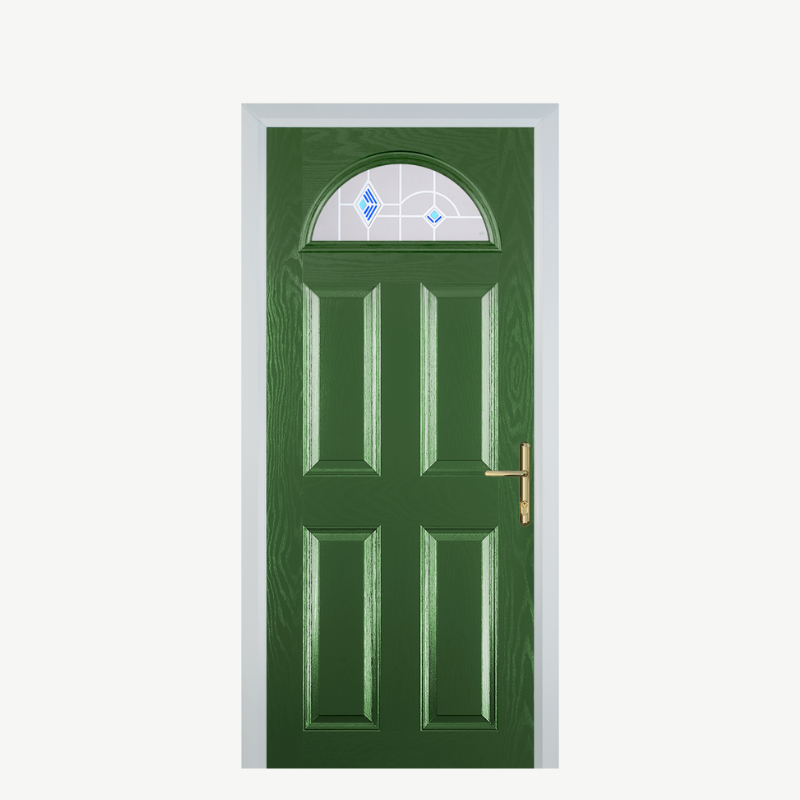 Door D 4 Panel 1 Arch Fern Green Murano Blue image 0