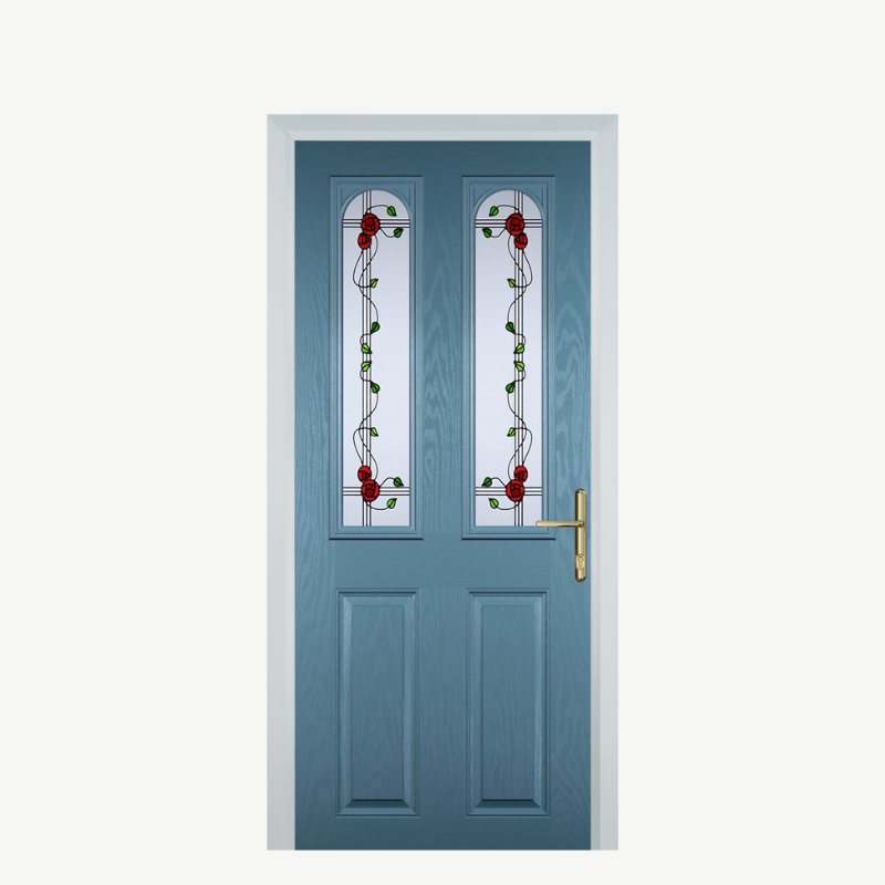 Door A 2 Panel 2 Arch Pastel Blue Mackintosh Rose image 0