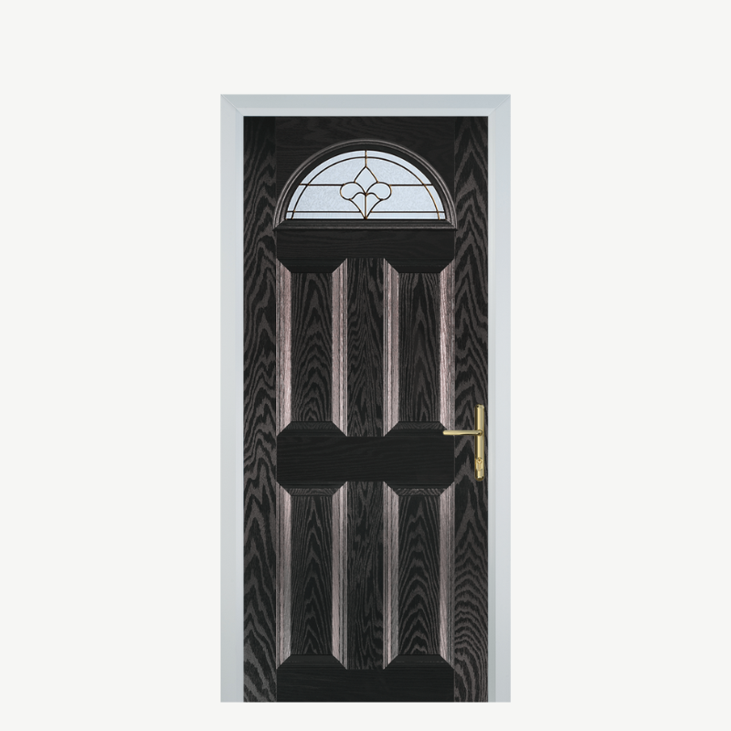 Door D 4 Panel 1 Arch Black Brown Brass Art Clarity image 0