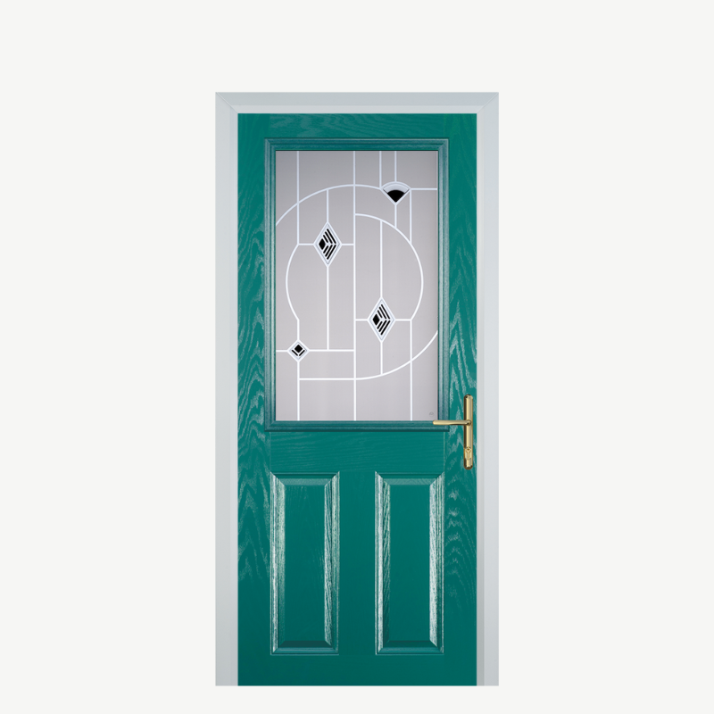 Door F 2 Panel 1 Square Turquoise Blue Murano Black image 0