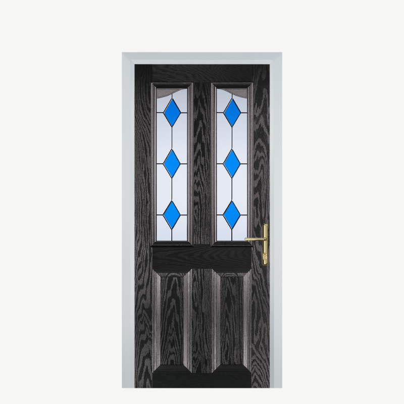 Door B 2 Panel 2 Angle Black Brown 3 Drop Diamond Blue image 0