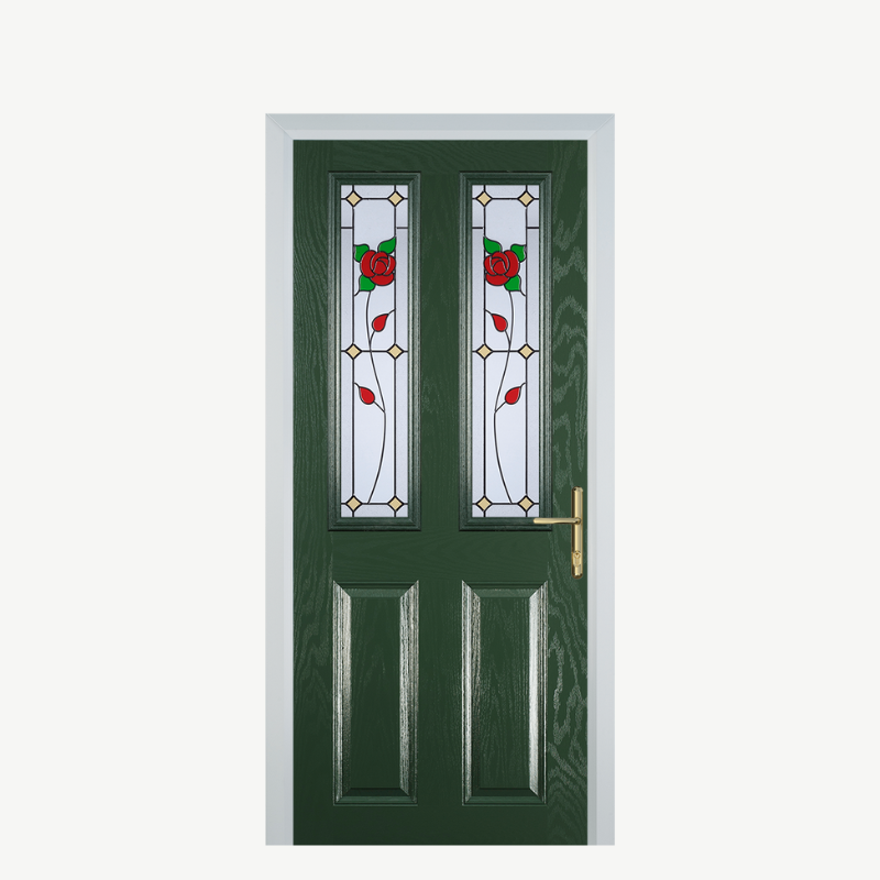 Door C 2 Panel 2 Square Green English Rose image 0