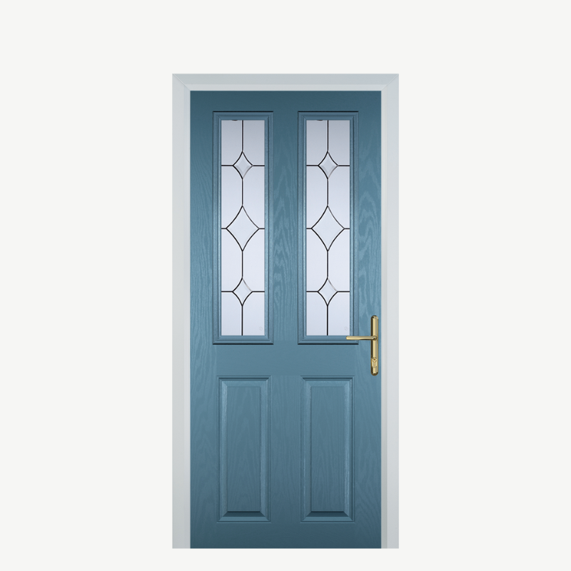 Door C 2 Panel 2 Square Pastel Blue Crystal Diamond image 0
