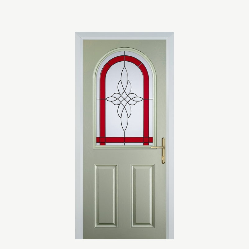 Door E 2 Panel 1 Arch Pebble Grey Crystal Harmony Red image 0