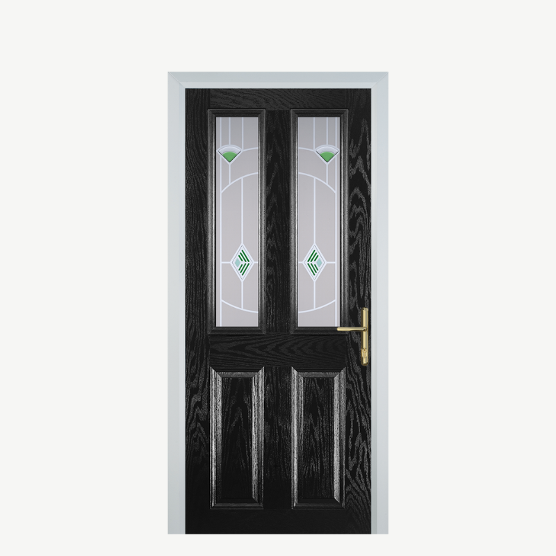 Door C 2 Panel 2 Square Black Murano Green image 0