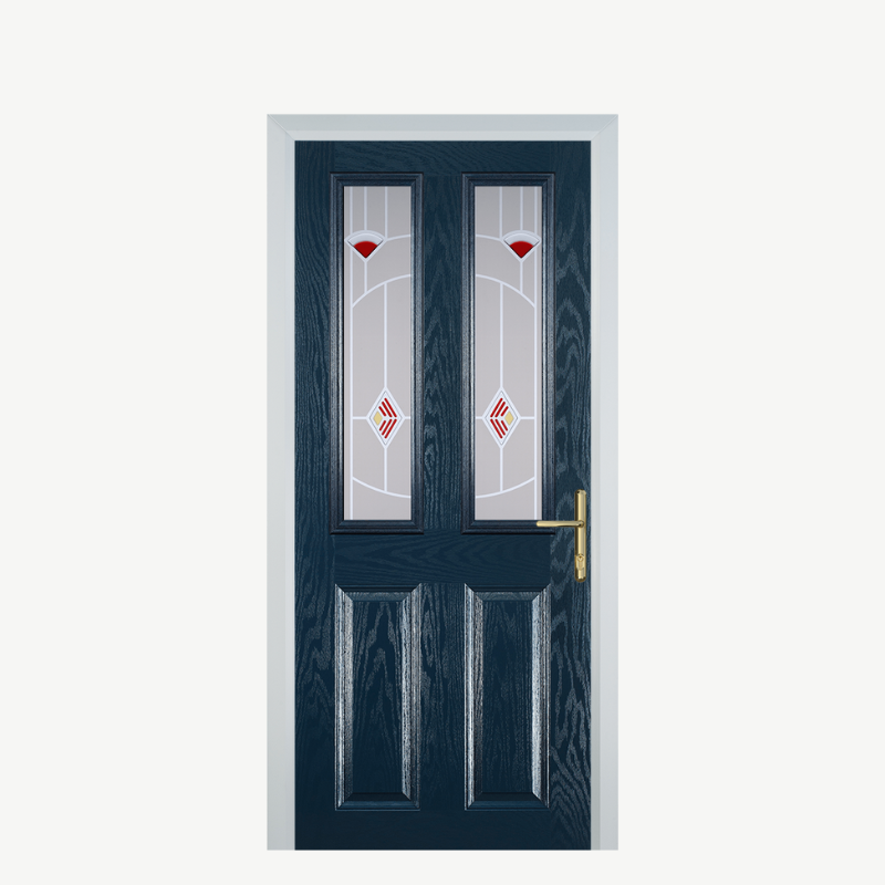 Door C 2 Panel 2 Square Blue Murano Red image 0
