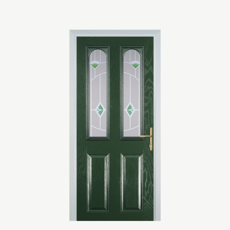 Door A 2 Panel 2 Arch Green Crystal Bohemia image 0