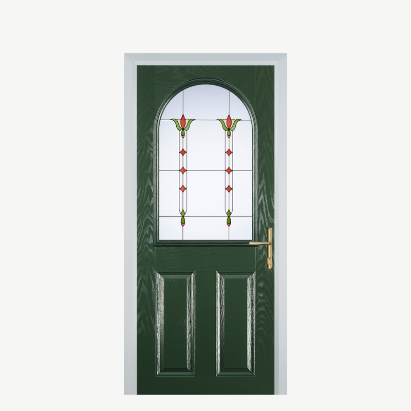 Door E 2 Panel 1 Arch Green Fleur image 0