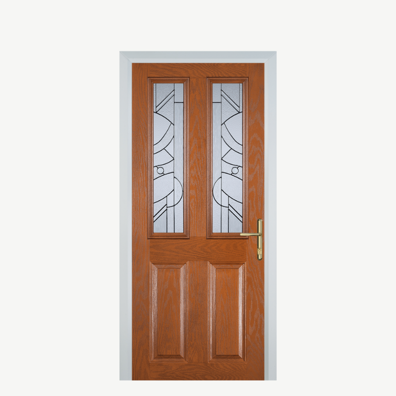 Door C 2 Panel 2 Square Oak Zinc Art Abstract image 0