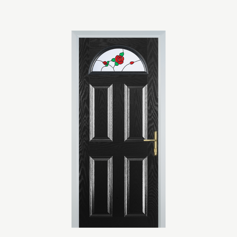 Door D 4 Panel 1 Arch Black English Rose image 0