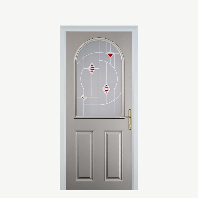 Door E 2 Panel 1 Arch Agate Grey Murano Red image 0
