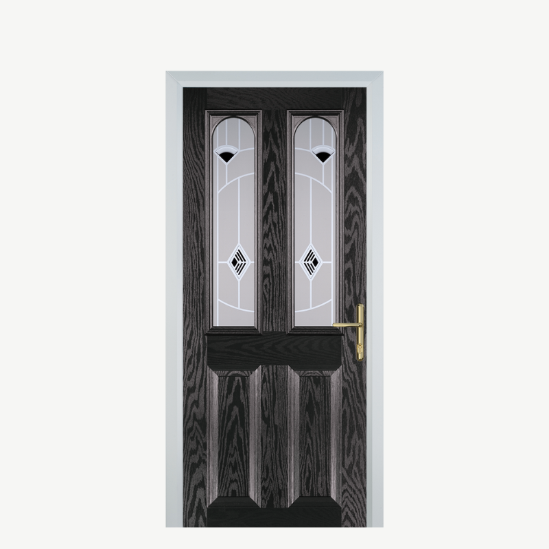 Door A 2 Panel 2 Arch Black Brown Murano Black image 0