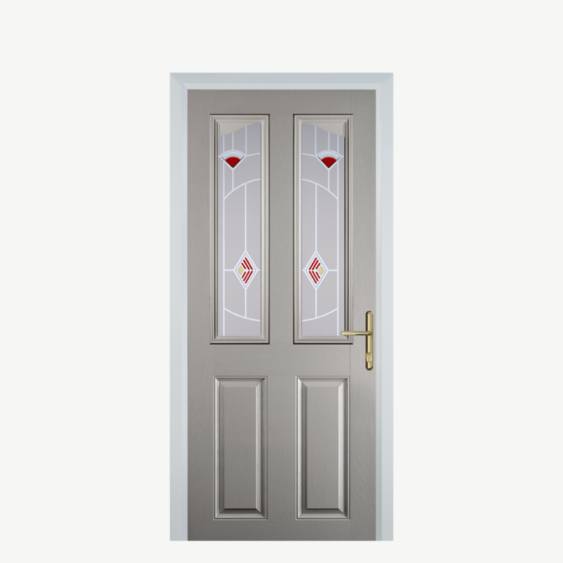 Door B 2 Panel 2 Angle Agate Grey Murano Red image 0