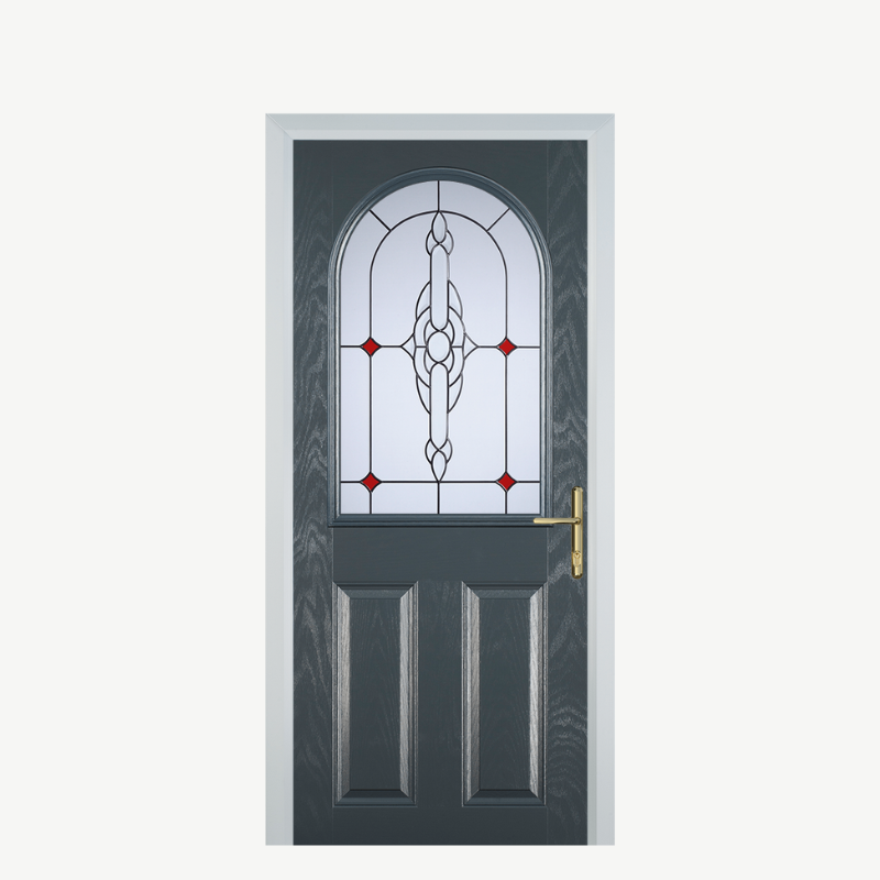 Door E 2 Panel 1 Arch Grey Crystal Bohemia Red image 0